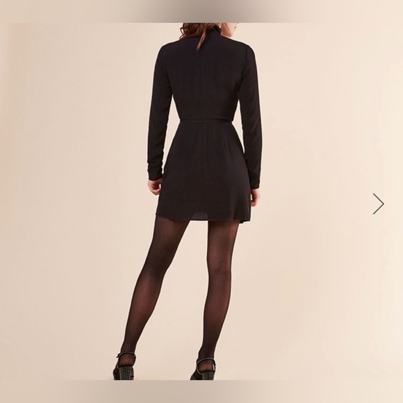 Reformation Campbell Deep V-Neck Wrap Tie Mini Dress Size Small - Picture 4 of 14